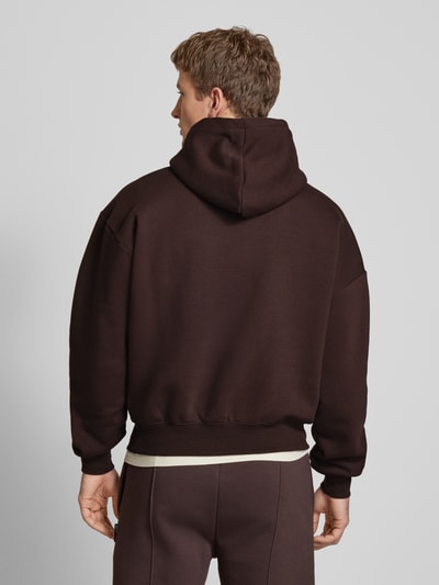 PROHIBITED Oversized hoodie met labelstitching, model 'Brixton' Donkerbruin - 5