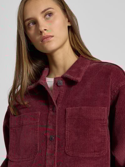 Noisy May Regular Fit Hemdbluse aus Cord mit Brusttaschen Modell 'ALVA' Dunkelrot 3
