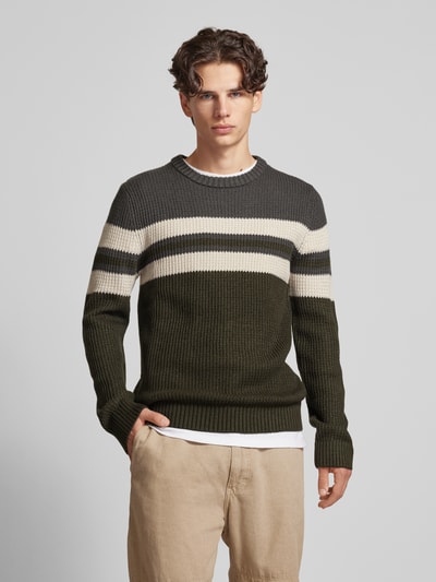 Jack & Jones Gebreide pullover met ronde hals, model 'SANDER' Olijfgroen - 4