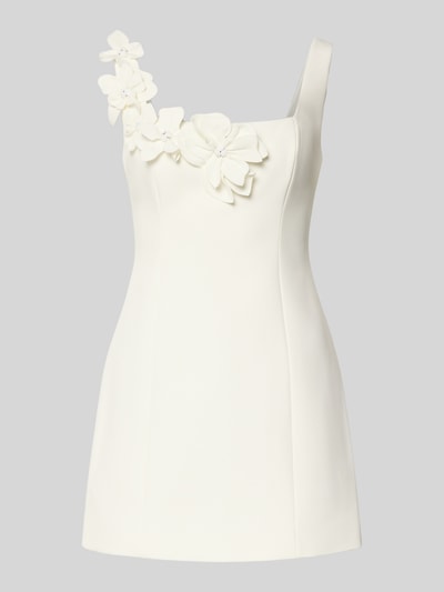 Produktfoto, Cocktailkleid mit floralen Applikationen Modell 'Melora' von Forever New in Creme, figurbetontes Minikleid, Karree-Ausschnitt, breite Träger, glatte Textur, Material-Mix mit Stretch-Anteil