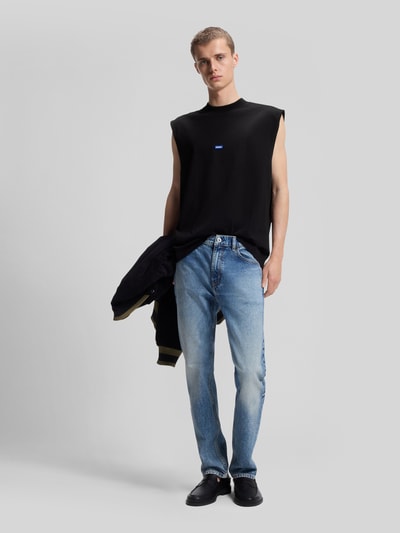 HUGO Blue Top typu tank o kroju relaxed fit z czystej bawełny model 'NAVERTZ' Czarny 1