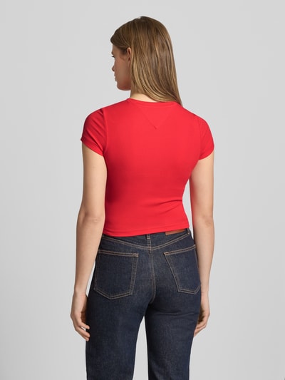 Tommy Jeans Slim Fit T-Shirt aus Baumwoll-Mix Rot 5