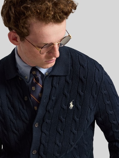 Polo Ralph Lauren Regular Fit Strickjacke aus reiner Baumwolle Marine 3