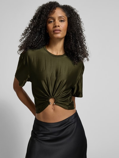 Rabanne Blusentop aus Viskose-Mix mit Cut-Out Khaki 3