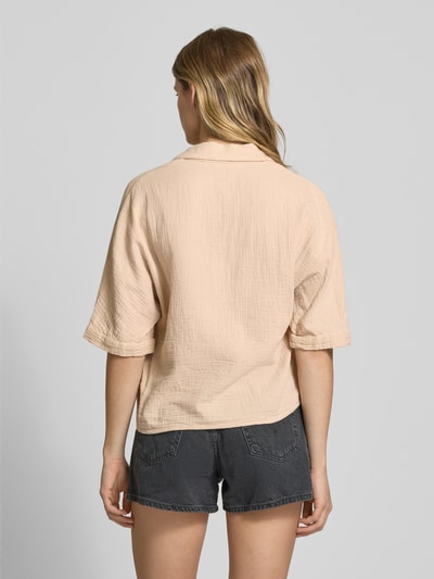 Only Boxy fit blouse met korte mouwen van zuiver katoen, model 'THYRA' Zand - 5