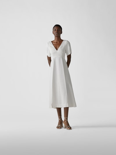 Victoria Beckham Midikleid mit V-Ausschnitt Weiß 1