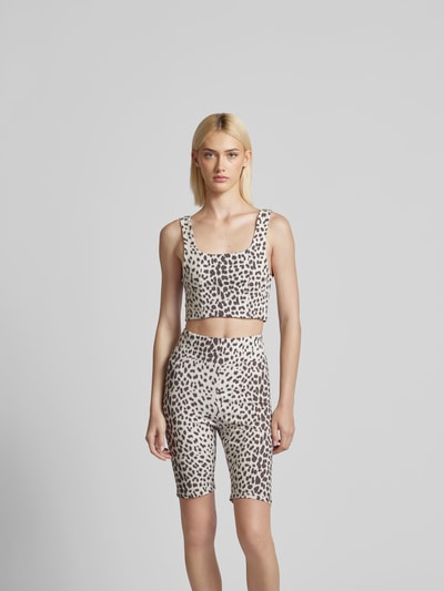 OH APRIL Crop Top mit Animal-Print Hellgrau 4