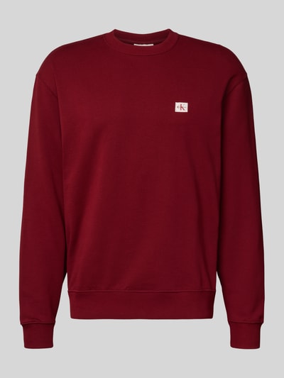 Calvin Klein Jeans Regular Fit Sweatshirt mit Logo-Patch Modell 'Terry' Bordeaux 2