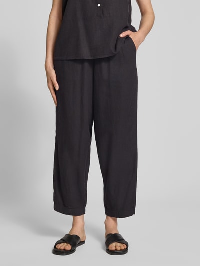 ICHI Stoffen broek van een mix van linnen en viscose met elastische band Zwart - 4