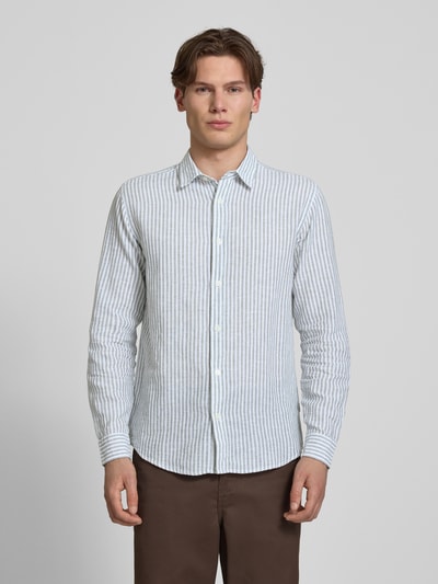 ONLY & SONS Regular Fit Freizeithemd aus Leinen-Baumwoll-Mix Modell 'CAIDEN' Hellgruen 4