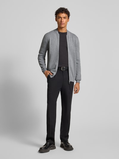 Christian Berg Men Kurtka z dzianiny o kroju slim fit ze stójką Jasnoszary melanż 1