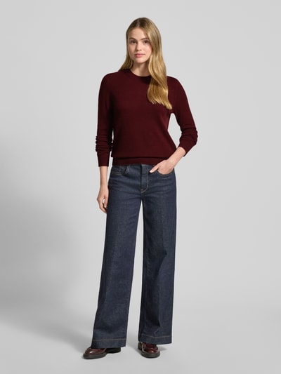 Jake*s Casual Gebreide pullover van kasjmier met ronde hals Bordeaux - 1