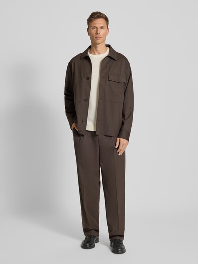 ANNARR Relaxed Fit Hemdjacke mit Brusttasche Modell 'KARL' Dunkelbraun 1