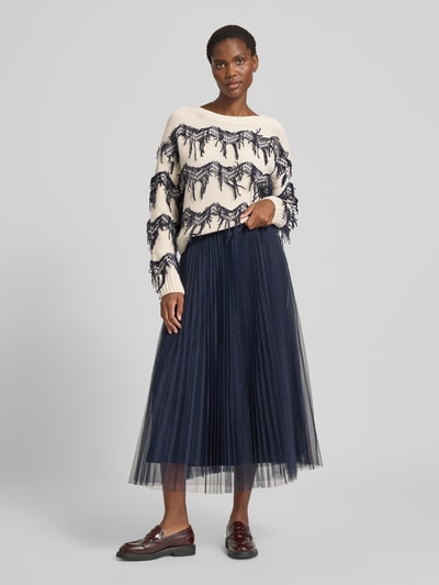 Oui Strickpullover mit Applikationen Offwhite 1