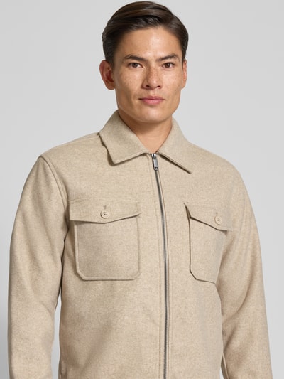 MCNEAL Regular Fit Hemdjacke mit Kentkragen Sand Melange 3