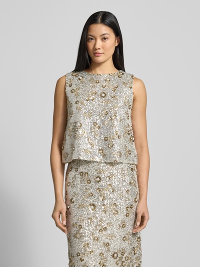 MSCH Copenhagen Blusentop mit Rundhalsausschnitt Modell 'Magnolia' Silber 4