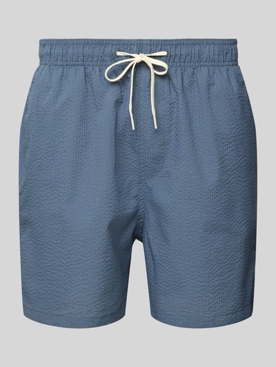 SELECTED HOMME Relaxed Fit Badeshorts mit Strukturmuster Modell 'COOPER' Rauchblau 1