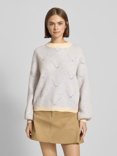 Pieces Comfort Fit Strickpullover mit Woll-Anteil 'JENNA' Hellblau Melange 4