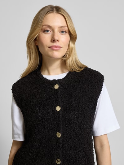 VILLA SOPHIE Loose fit mouwloos vest met mohair, model 'VIOLA' Zwart - 3