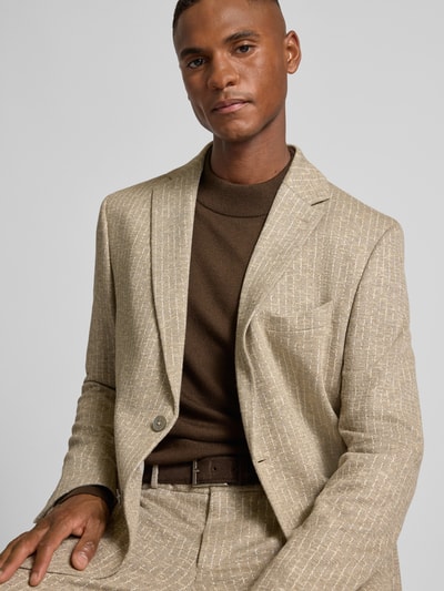 Zuitable 2-knoops colbert met linnen Beige - 3