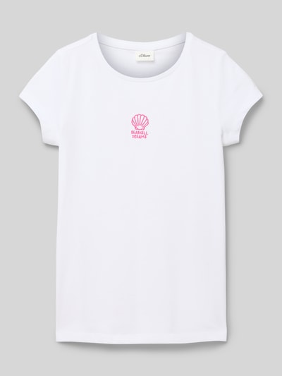 s.Oliver RED LABEL T-shirt o linii A z haftem Biały 1
