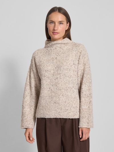 FREE/QUENT Sweter z dzianiny z prążkowanymi wykończeniami model ‘Grsnemes’ Beżowy 4