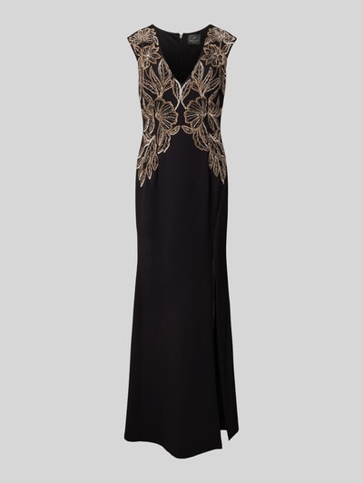 Adrianna Papell Abendkleid mit V-Ausschnitt und Pailletten Black 1