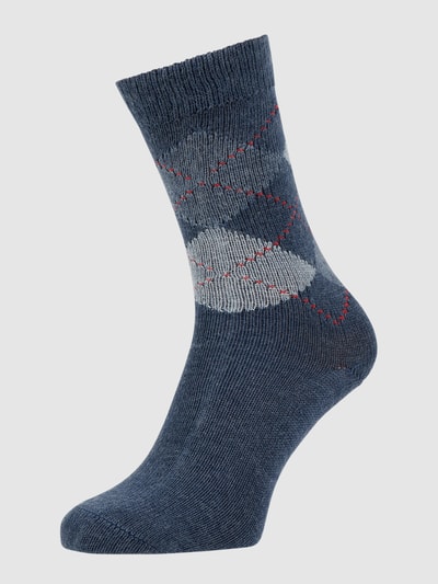 Burlington Socken mit Argyle-Muster Modell 'Whitby' Rauchblau 1