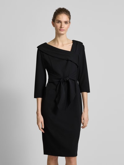 Adrianna Papell Knielanges Cocktailkleid mit Bindegürtel Black 4