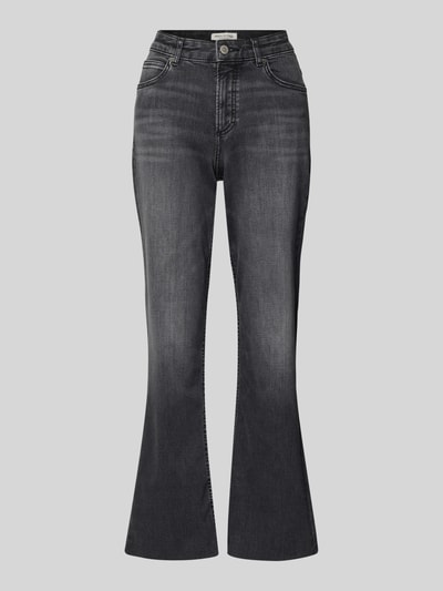 Produktfoto, Flared Fit High Rise Jeans aus Baumwoll-Mix Modell 'KIRUNA' von Marc O'Polo in Dark Wash, Optik: Unifarben, Passform: Flared, High-Waist, Länge: Regular, 5-Pocket-Design, Label-Patch, Denim Materialverarbeitung