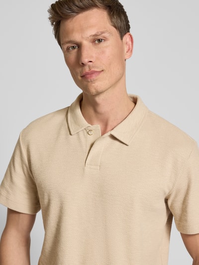 Tom Tailor Regular fit geribd poloshirt met stretch Beige - 3