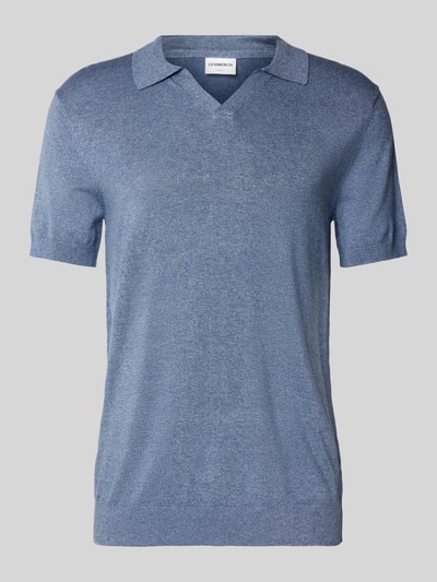 Lindbergh Slim Fit Poloshirt mit V-Ausschnitt Modell 'Ecovero' Rauchblau 2