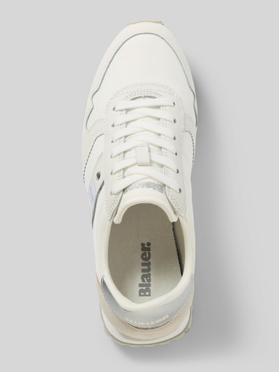 Produktfoto, Sneaker mit Schnürverschluss Modell 'MILLEN' von Blauer USA, Weiß, Leder-Mix, abgerundete Spitze, strukturierte Sohle, Label-Detail