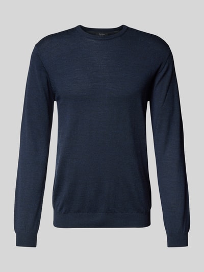 Matinique Gebreide pullover van merinowol, model 'Margrate Merino' Marineblauw - 2