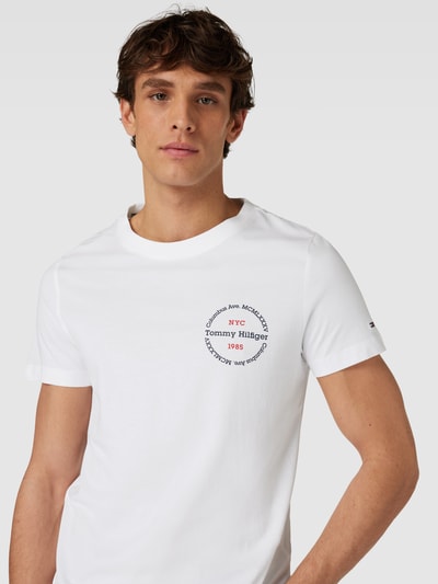 Tommy Hilfiger T-shirt o kroju slim fit z okrągłym dekoltem Biały 3