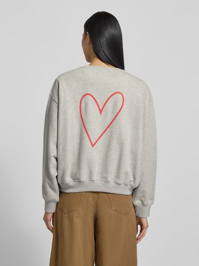 LOLLYS LAUNDRY Bluza z nadrukiem z logo model ‘Sydney’ Jasnoszary melanż 5