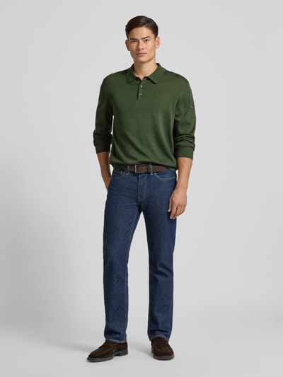 MAERZ Muenchen Regular fit pullover van merinowol in gebreide look Olijfgroen - 1