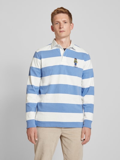 Polo Ralph Lauren Longsleeve mit Umlegekragen und Motiv-Stitching Hellblau 4