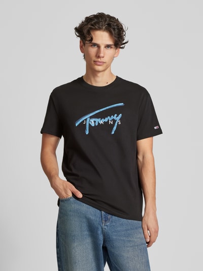 Tommy Jeans T-shirt met labelprint Zwart - 4