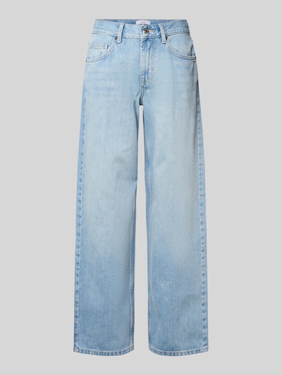 Produktfoto, jasnoniebieskie Wide Leg Jeans im 5 -Pocket-Design Modell 'INCH' od Topshop, bawełniany mix, szeroki krój, zapięcie na guzik i zamek, Szerokość w rozmiarze 26/32: 38 cm, długość wewnętrzna nogawki: 78 cm, gładka tekstura