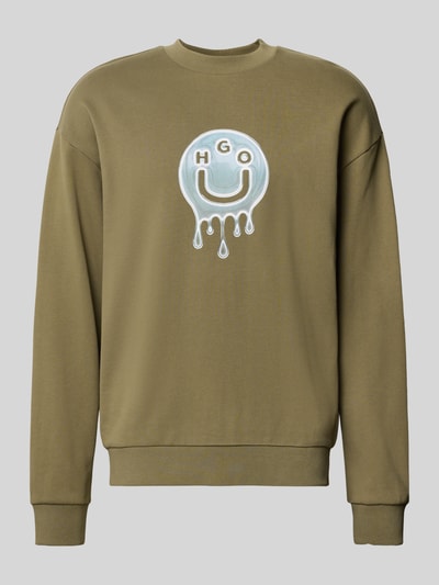 Hugo Blue Loose fit sweatshirt van puur katoen, model 'NEWIREX' Olijfgroen - 2