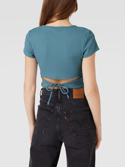 Guess Crop Shirt in Ripp-Optik Rauchblau 5