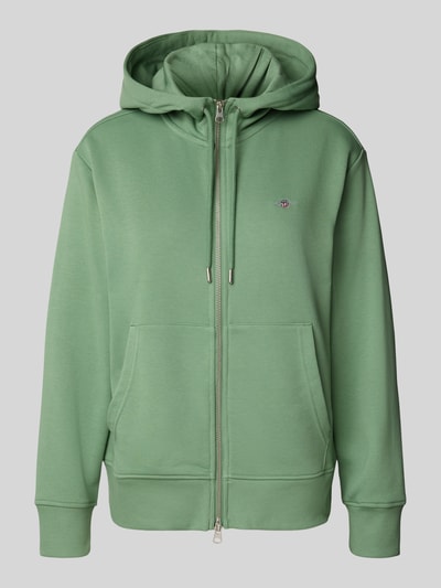 Gant Relaxed fit sweatjack van katoenmix met kangoeroezak Mintgroen - 2