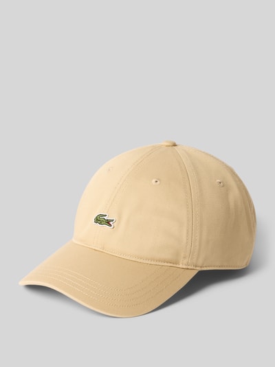 Produktfoto, Basecap aus reiner Baumwolle von Lacoste in Beige, unifarben mit Label Patch und Logo-Prägung, feine Webstruktur, Schnallenverschluss