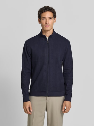 BOSS Regular Fit Sweatjacke aus Baumwoll-Mix Modell 'Structure' Marine 4