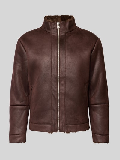 Casual Friday Kurtka z imitacji skóry ze stójką model ‘MACKSEN’ Czekoladowy 2