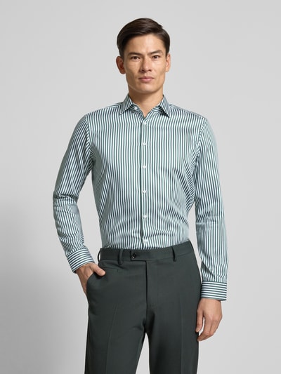 Jake*s Regular fit zakelijk overhemd van katoen met kentkraag Rietgroen - 4