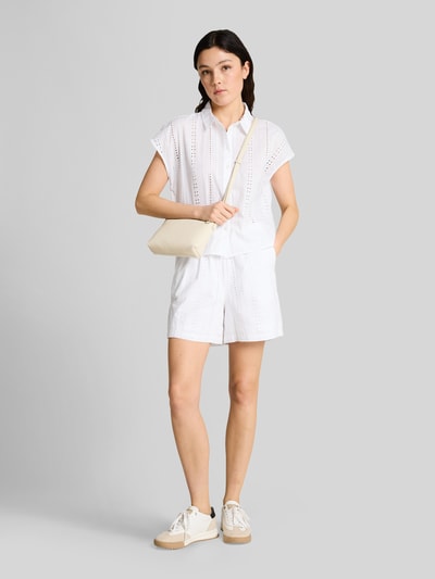 Tom Tailor Denim Relaxed Fit Shorts aus reiner Baumwolle mit Lochstickerei Weiss 1