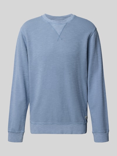 Produktfoto, Regular Fit Sweatshirt mit Rundhalsausschnitt von Scotch & Soda in Hellblau, Baumwoll-Mix, feine Struktur, Label-Detail sichtbar.