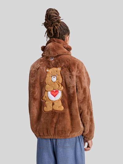 adidas Originals Relaxed Fit Teddyjacke mit Kapuze und Patches Schoko 4